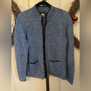 South Cotton Blue Zip Front Sweater Women's Size L